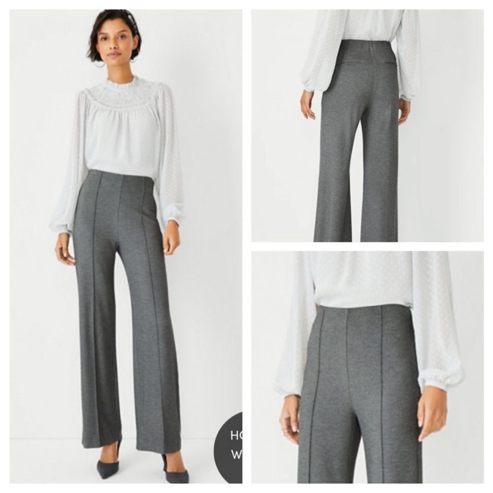 Ann Taylor High Waist Side Zip Straight Pant in Twill Silver Lake Grey Size 6